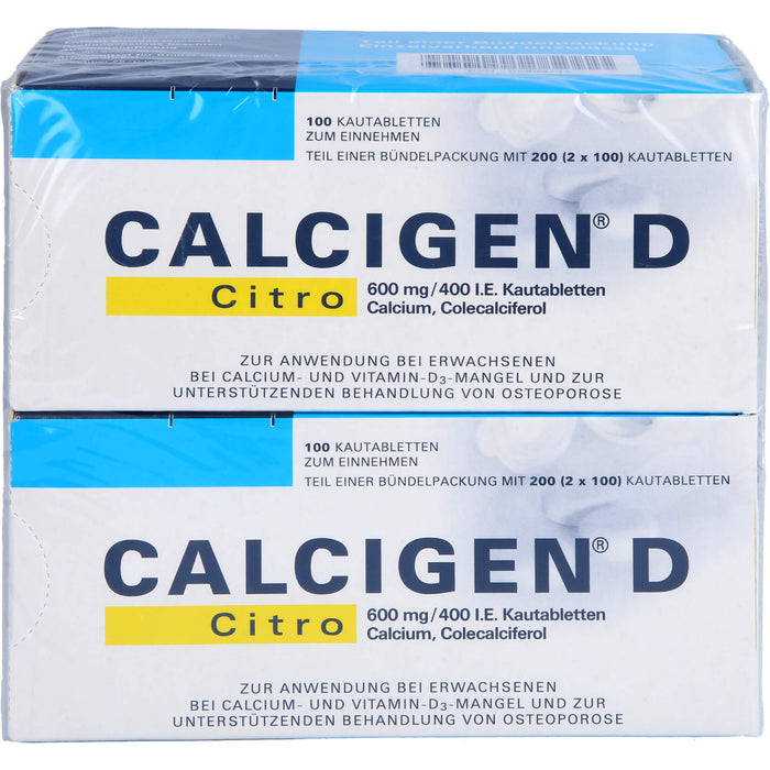 CALCIGEN D Citro 600 mg/400 I.E. Kautabletten, 200 St KTA