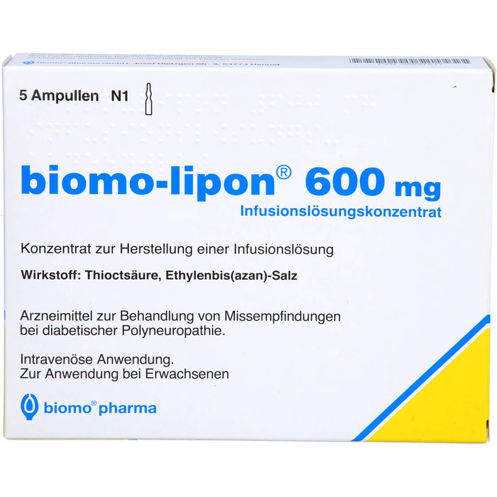 biomo-lipon 600 mg Infusionslösungskonzentrat, Konzentrat zur Herstellung einer Infusionslösung, 5 St AMP