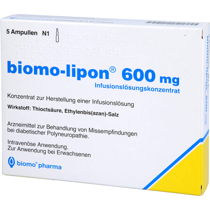 biomo-lipon 600 mg Infusionslösungskonzentrat, Konzentrat zur Herstellung einer Infusionslösung, 5 St AMP