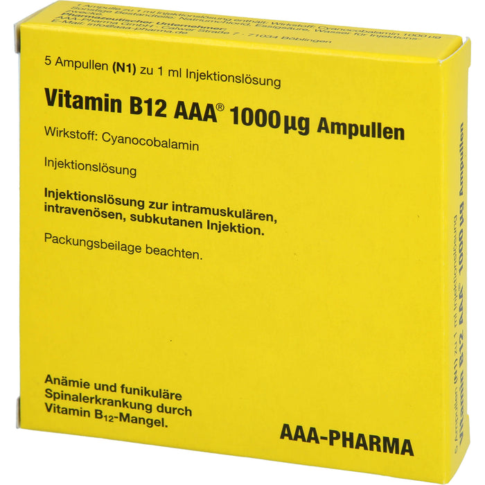 Vitamin B12 AAA 1000 µg Ampullen, 5 ml Lösung
