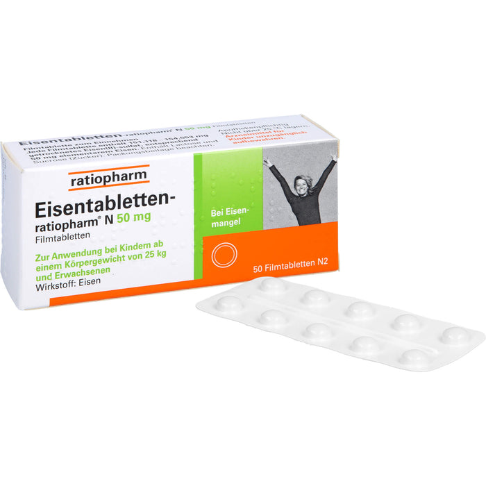 Eisentabletten-ratiopharm N 50 mg Filmtabletten, 50 St. Tabletten
