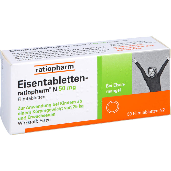 Eisentabletten-ratiopharm N 50 mg Filmtabletten, 50 St. Tabletten