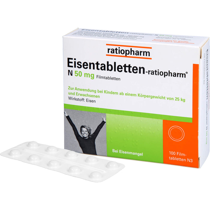 Eisentabletten-ratiopharm N 50 mg Filmtabletten, 100 St. Tabletten