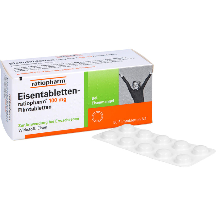 Eisentabletten-ratiopharm 100 mg Filmtabletten, 50 St. Tabletten