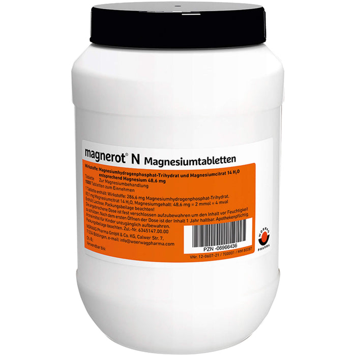 magnerot N Magnesiumtabletten zur Magnesiumbehandlung, 1000 St. Tabletten