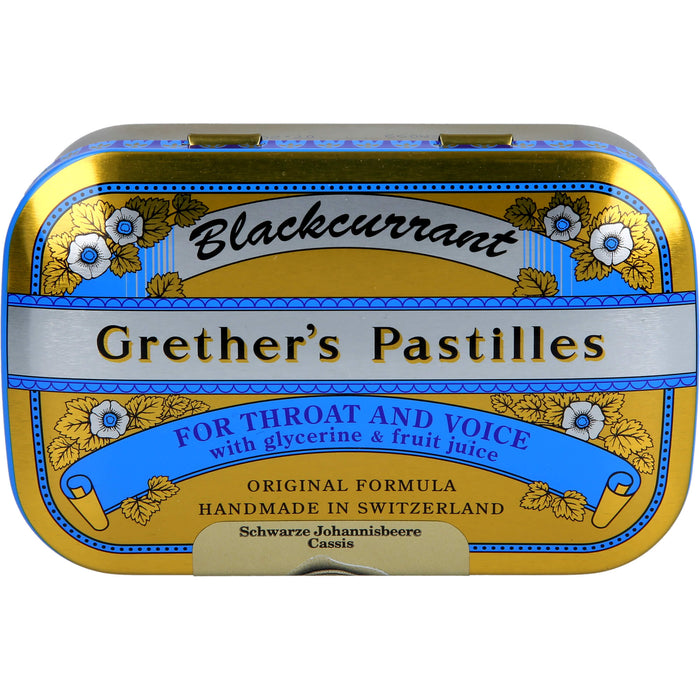 Grether's Pastilles Blackcurrant Gold für Hals und Stimme, 110 g Pastillen