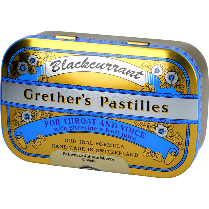 Grether's Pastilles Blackcurrant Gold für Hals und Stimme, 110 g Pastillen