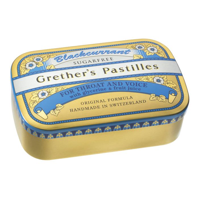 Grethers Blackcurrant Silber zuckerfreie Pastillen, 110 g Pastillen
