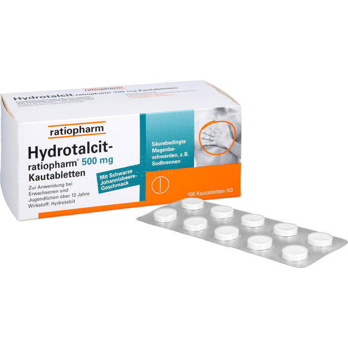 Hydrotalcit-ratiopharm 500 mg Kautabletten, 100 St. Tabletten