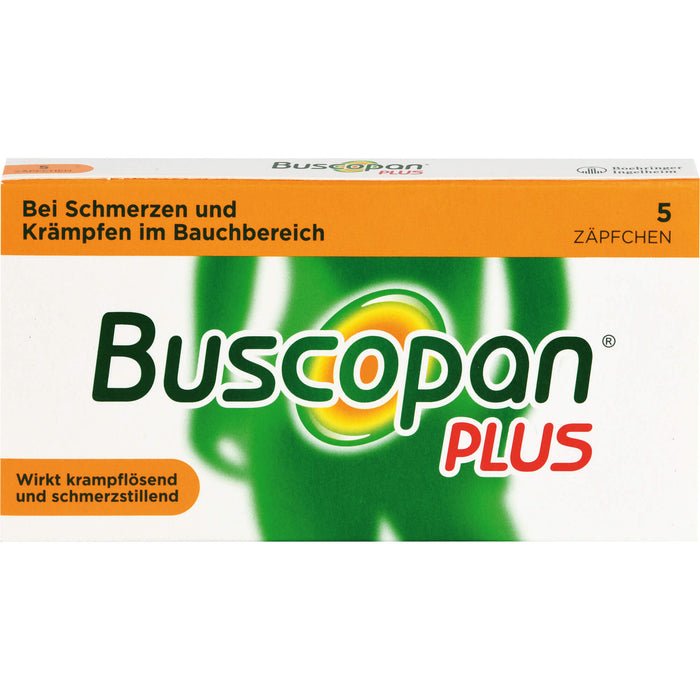 Buscopan plus 10 mg/800 mg Zäpfchen bei Schmerzen und Krämpfen im Bauchbereich, 5 St. Zäpfchen