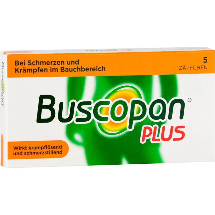 Buscopan plus 10 mg/800 mg Zäpfchen bei Schmerzen und Krämpfen im Bauchbereich, 5 St. Zäpfchen