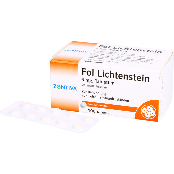 Fol Lichtenstein 5 mg Tabletten bei Folsäuremangelzuständen, 100 St. Tabletten
