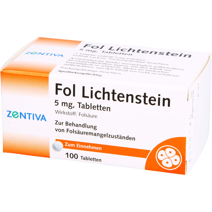 Fol Lichtenstein 5 mg Tabletten bei Folsäuremangelzuständen, 100 St. Tabletten