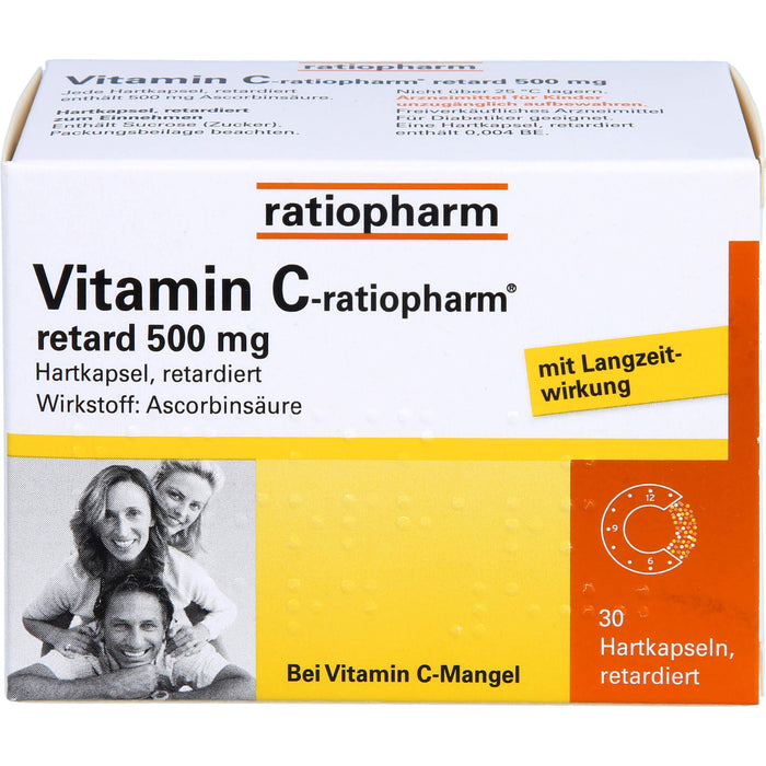 Vitamin C-ratiopharm retard 500 mg Hartkapseln, 30 St. Kapseln