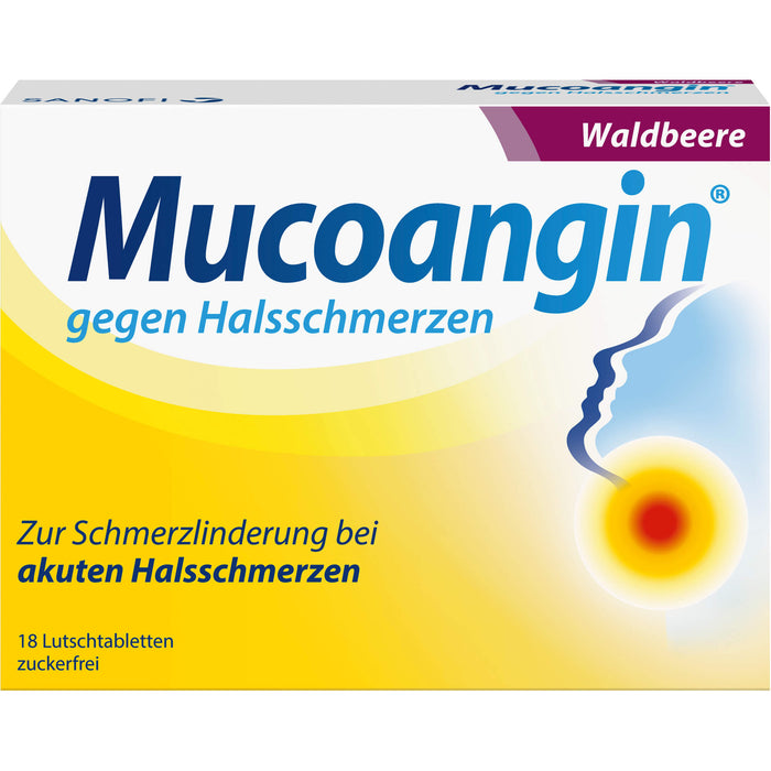 Mucoangin Waldbeere Lutschtabletten gegen Halsschmerzen, 18 St. Tabletten