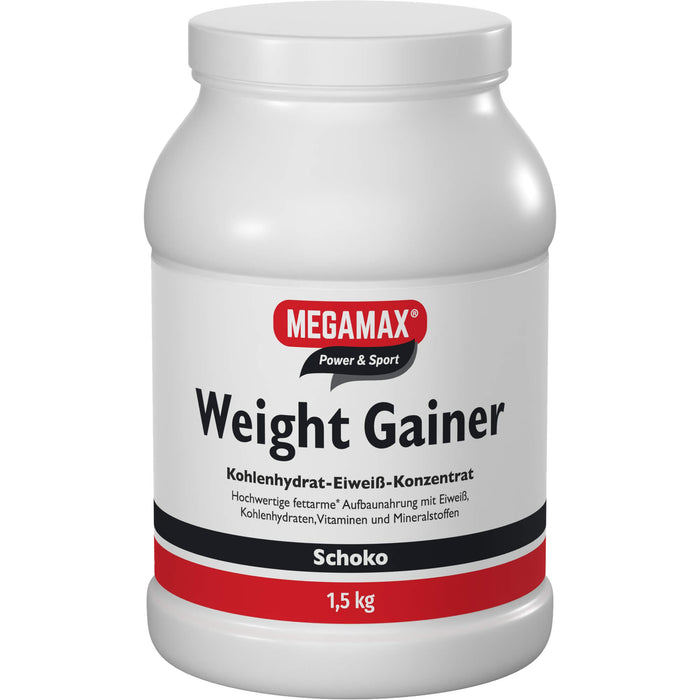 MEGAMAX Power & Sport Weight Gainer Pulver Schoko-Geschmack, 1500 g Pulver