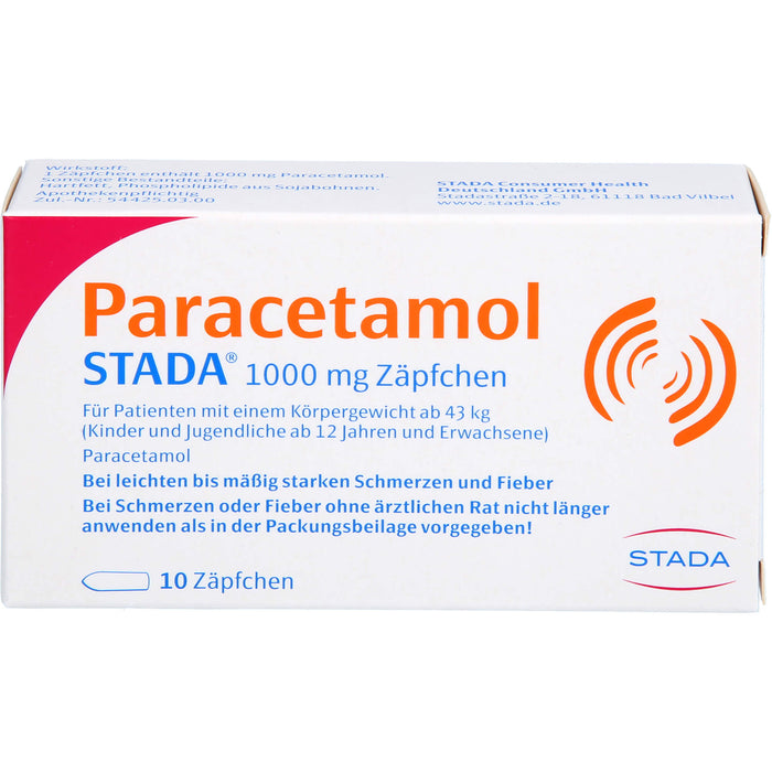 Paracetamol STADA 1000 mg Zäpfchen, 10 St. Zäpfchen