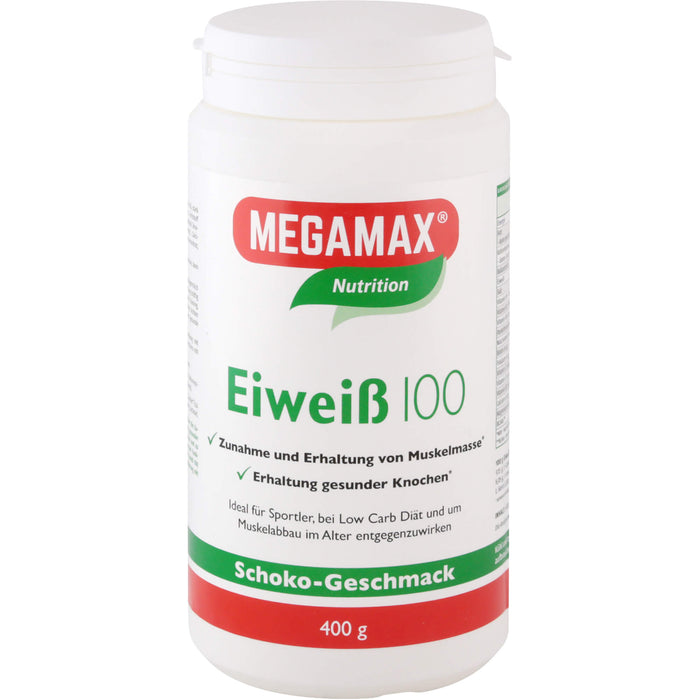 MEGAMAX Nutrition Eiweiß 100 Pulver Schoko-Geschmack, 400 g Pulver