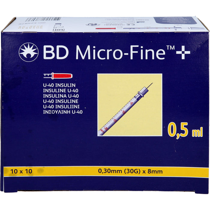 BD Micro-Fine+ U40 Ins.Spr.8mm, 100X0.5 ml SRI