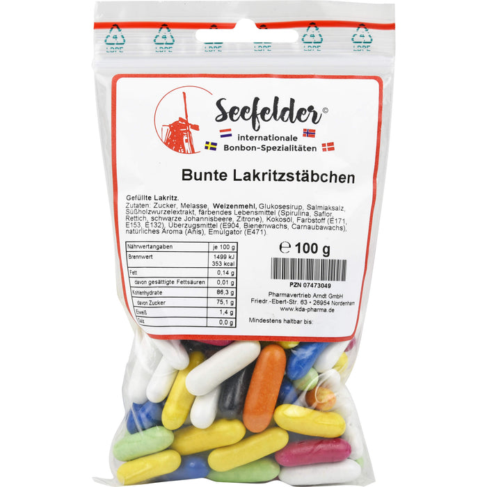 Seefelder Bunte Lakritzstäbchen, 100 g Bonbons