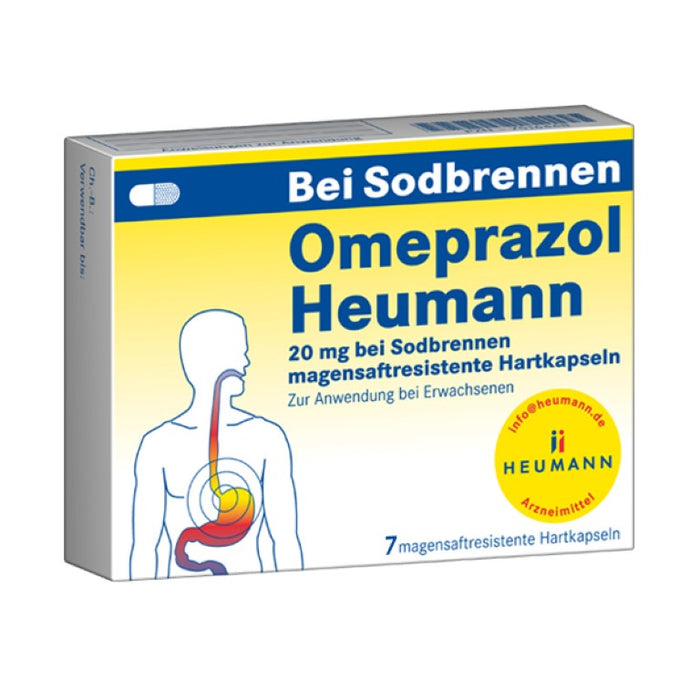 Omeprazol Heumann 20 mg Hartkapseln bei Sodbrennen, 7 St. Kapseln