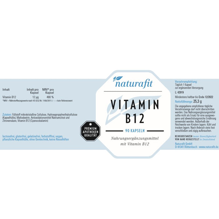naturafit Vitamin B12 Kapseln, 90 St. Kapseln