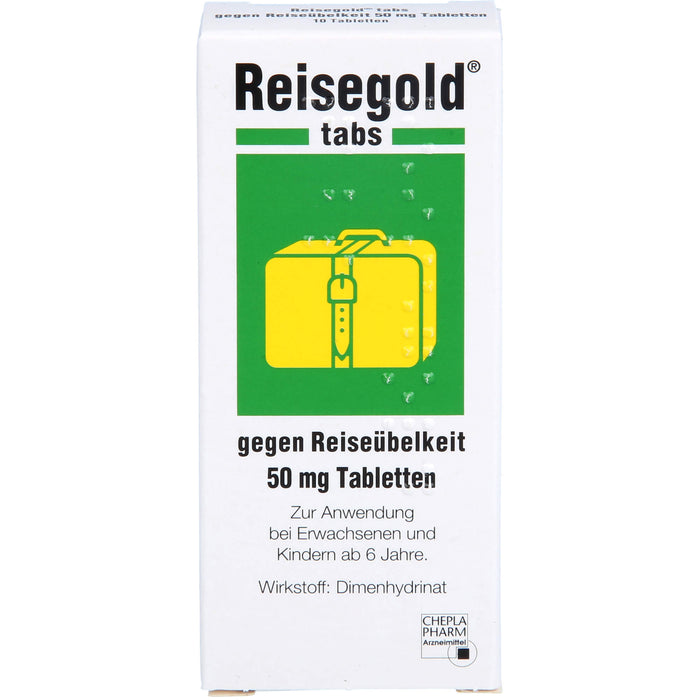 Reisegold tabs Tabletten gegen Reiseübelkeit, 10 St. Tabletten