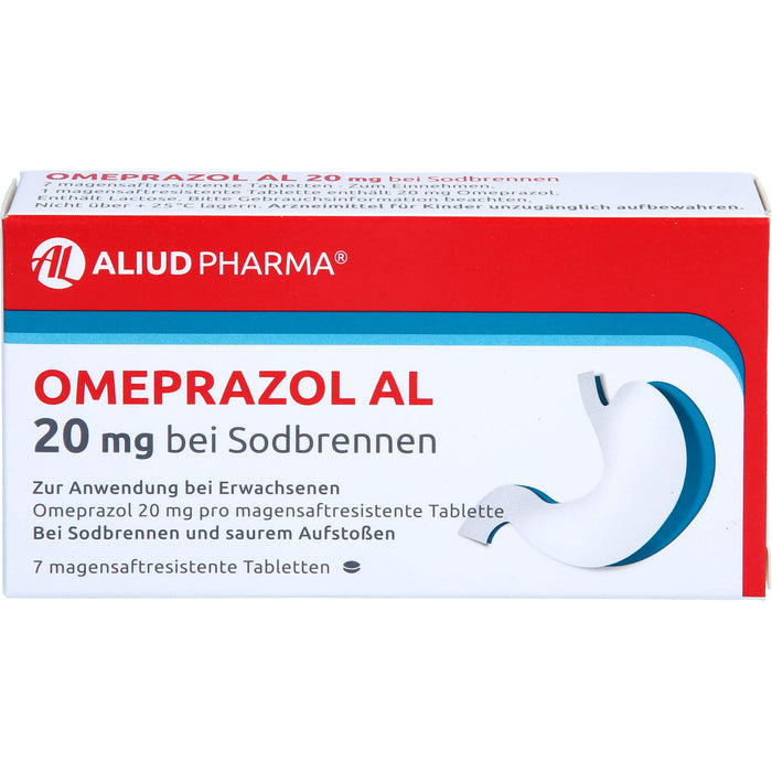 Omeprazol AL 20 mg Tabletten bei Sodbrennen, 7 St. Tabletten
