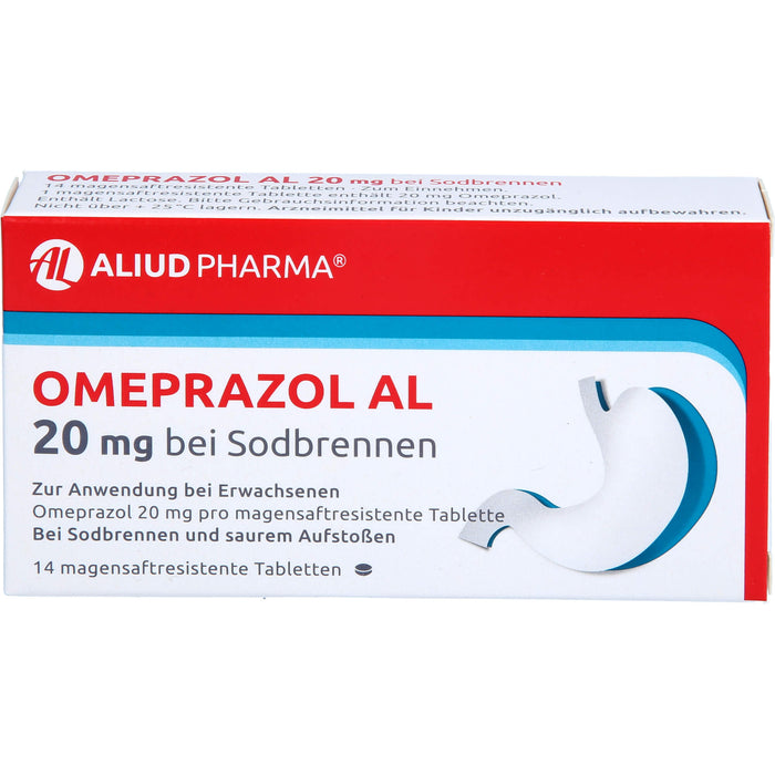 Omeprazol AL 20 mg Tabletten bei Sodbrennen, 14 St. Tabletten