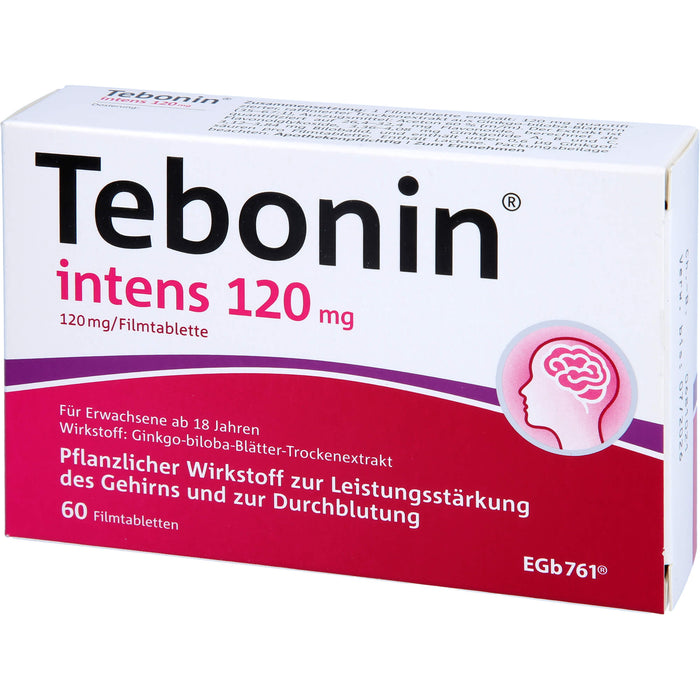 Tebonin intens 120 mg Filmtabletten zur Leistungsstärkung des Gehirns und zur Durchblutung, 60 St. Tabletten