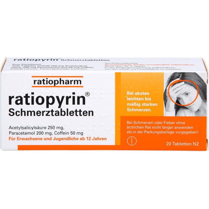 ratiopyrin Schmerztabletten, 20 St. Tabletten
