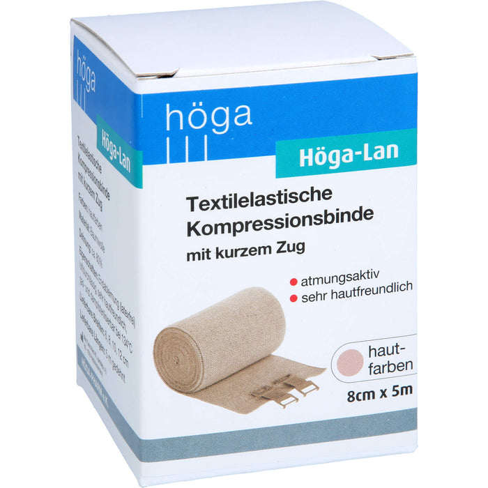 Höga-Lan textilelastische Kompressionsbinde mit kurzem Zug 8 cm x 5 m, 1 St. Binde