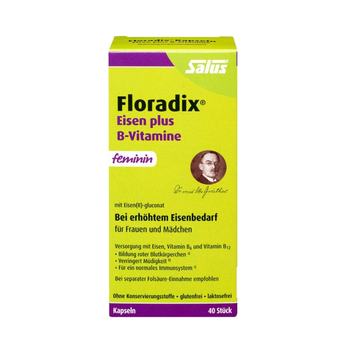 Floradix Eisen plus B-Vitamine feminin Kapseln, 40 St. Kapseln