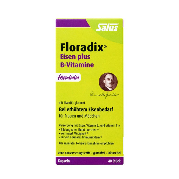 Floradix Eisen plus B-Vitamine feminin Kapseln, 40 St. Kapseln