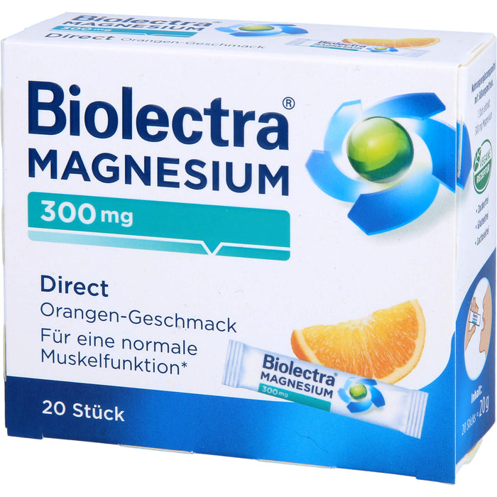 Biolectra Magnesium 300 mg direct Orangengeschmack Pellets in Sticks , 20 St. Beutel