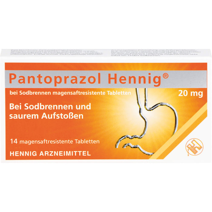 Pantoprazol Hennig 20 mg magensaftresistente Tabletten bei Sodbrennen, 14 St. Tabletten
