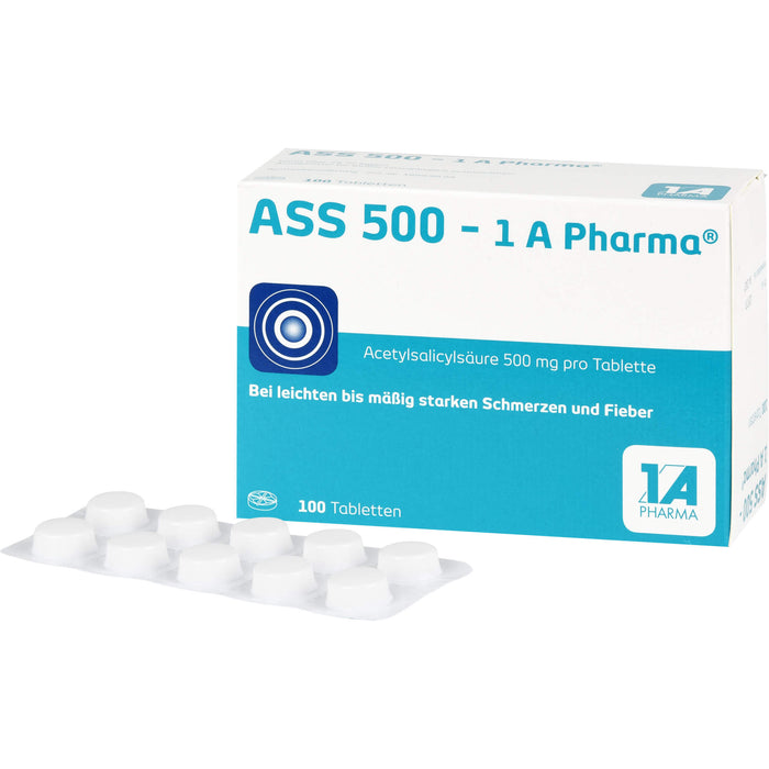 ASS 500 - 1 A Pharma Tabletten bei Schmerzen und Fieber, 100 St. Tabletten