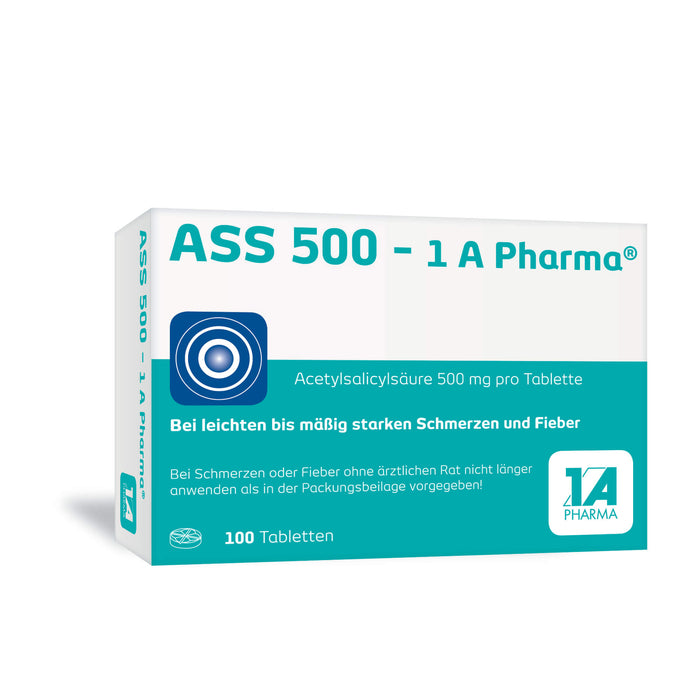 ASS 500 - 1 A Pharma Tabletten bei Schmerzen und Fieber, 100 St. Tabletten