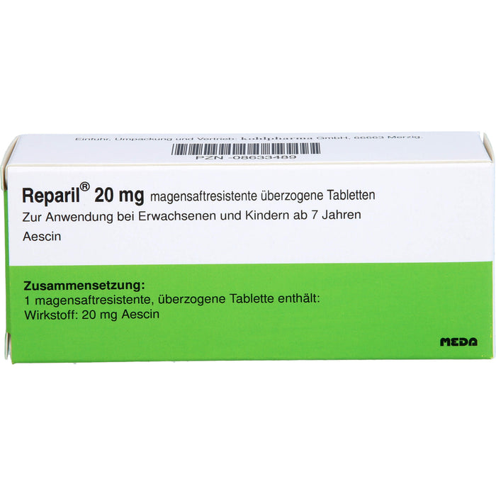 Reparil Dragees kohlpharma, 20 mg, magensaftresistente, überzogene Tablette, 50 St UTA