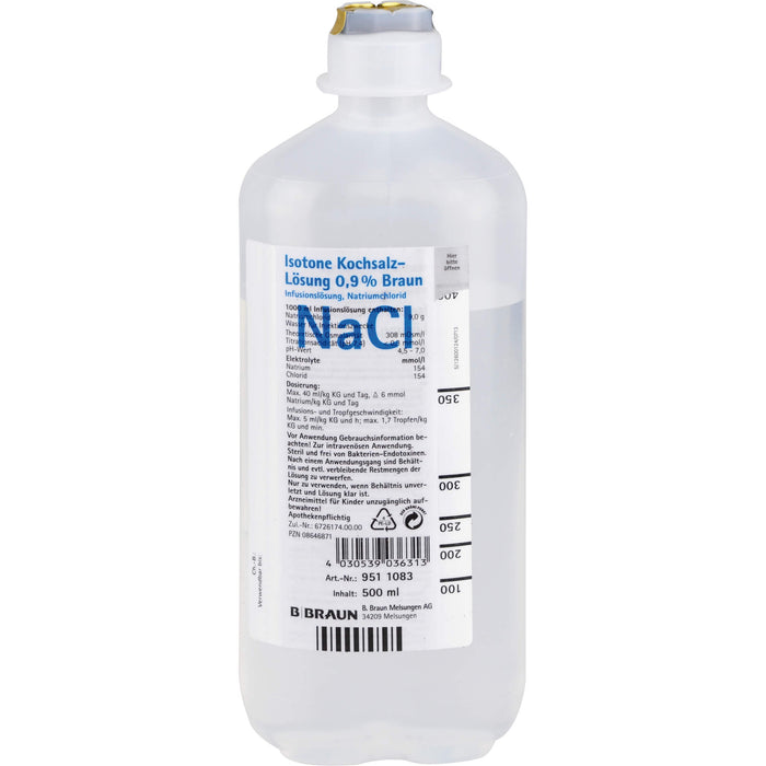 Braun Isotone Kochsalzlösung NaCl 0,9%  Ecoflac plus, 500 ml Lösung