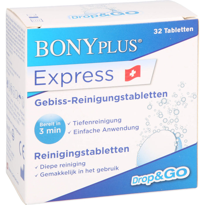 BONYPLUS Express Gebiss-Reinigungsbrausetabletten, 32 St. Brausetabletten