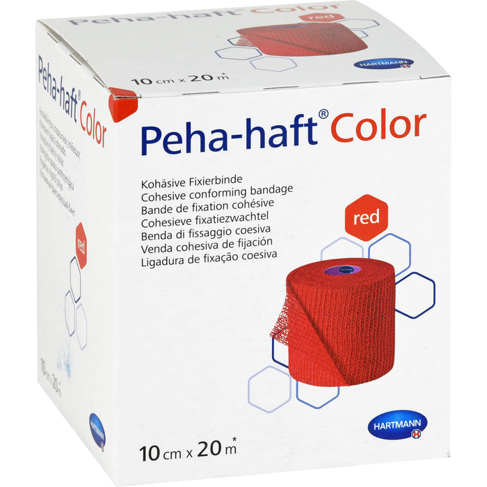 Peha-haft Color Fixierbinde latexfrei 10cmx20m rot, 1 St BIN