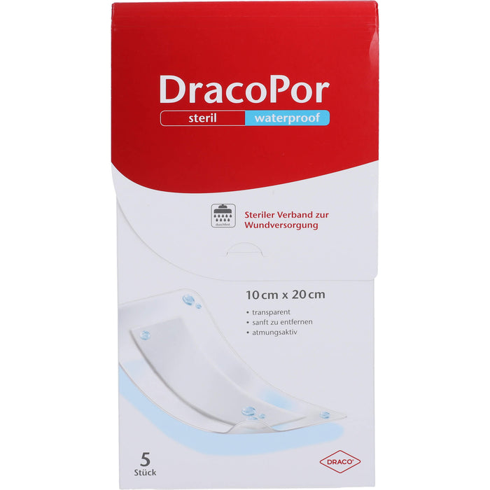 DracoPor waterproof steriler Wundverband 10 cm x 20 cm transparent, 5 St. Wundauflagen
