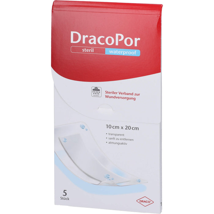 DracoPor waterproof steriler Wundverband 10 cm x 20 cm transparent, 5 St. Wundauflagen