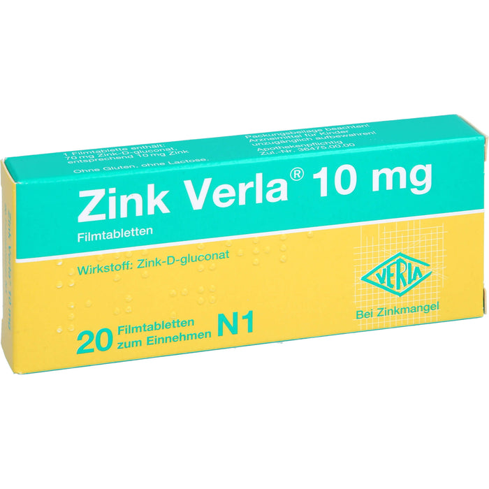 Zink Verla 10mg, Filmtbl., 20 St FTA