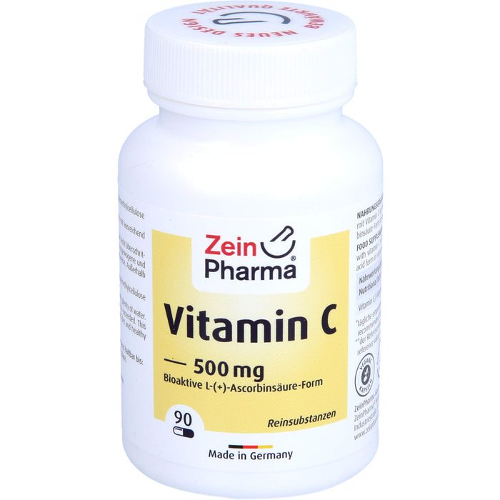 ZeinPharma Vitamin C 500 mg Kapseln für das Immunsystem, 90 St. Kapseln