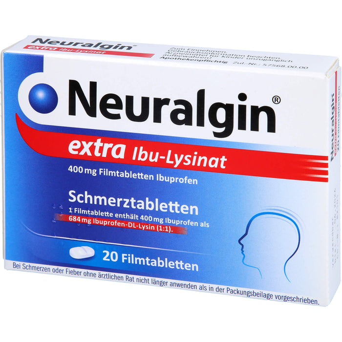Neuralgin extra Ibu-Lysinat 400 mg Filmtabletten bei Schmerzen oder Fieber, 20 St. Tabletten