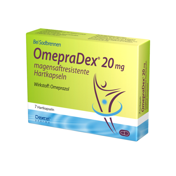 OmepraDex 20 mg Kapseln bei Sodbrennen, 7 St. Kapseln