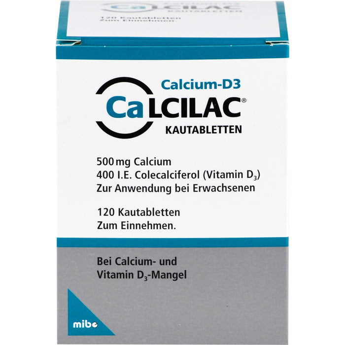 CaLCILAC 500 mg Calcium / 400 I.E. Colecalciferol Kautabletten, 120 St. Tabletten