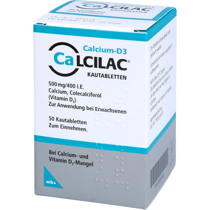 Calcilac Kautabletten 500 mg/400 I.E., 50 St KTA